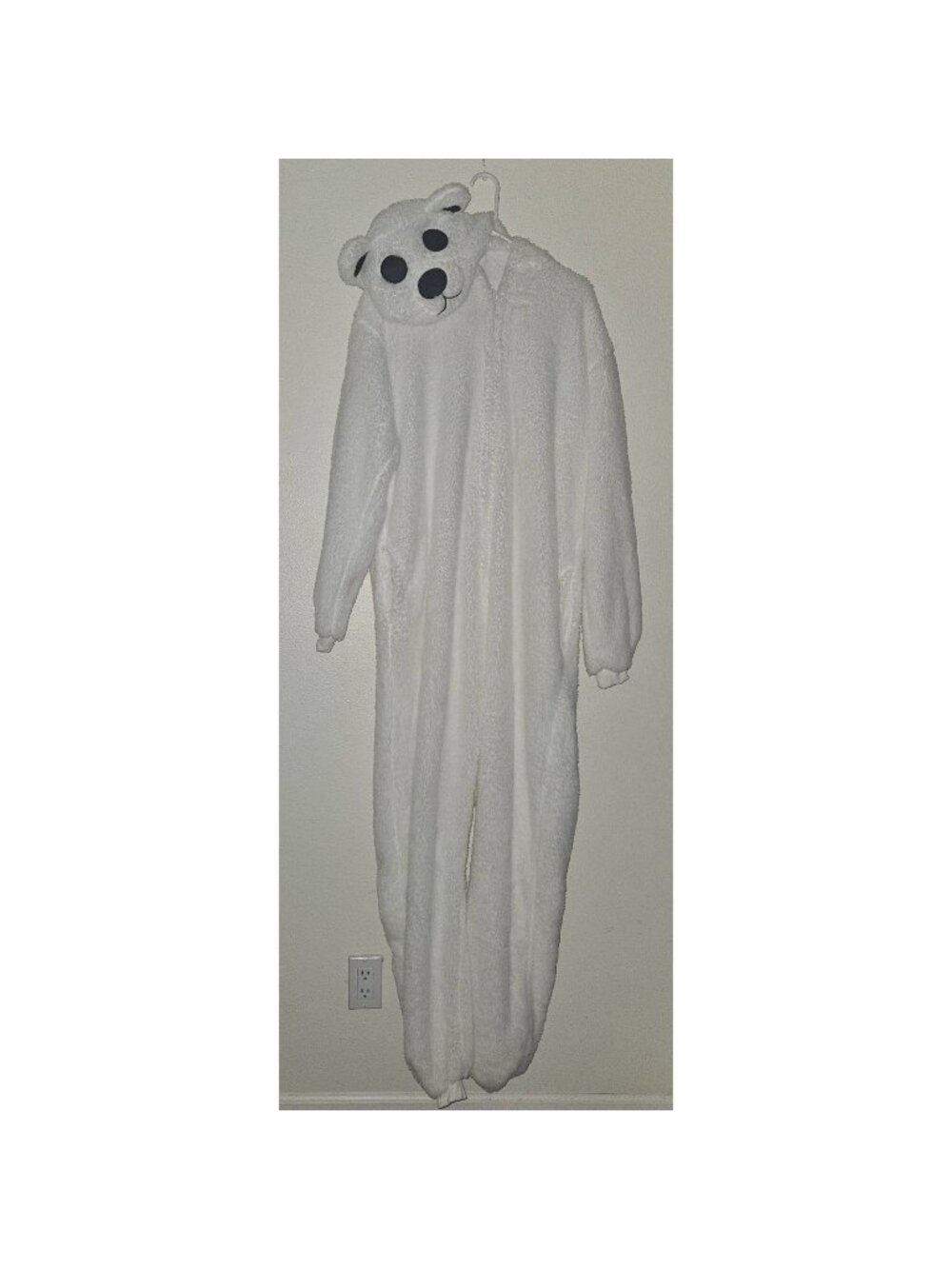 III HHONS Polar Bear White Fleece Hooded Pajamas Halloween Costume Adult XL